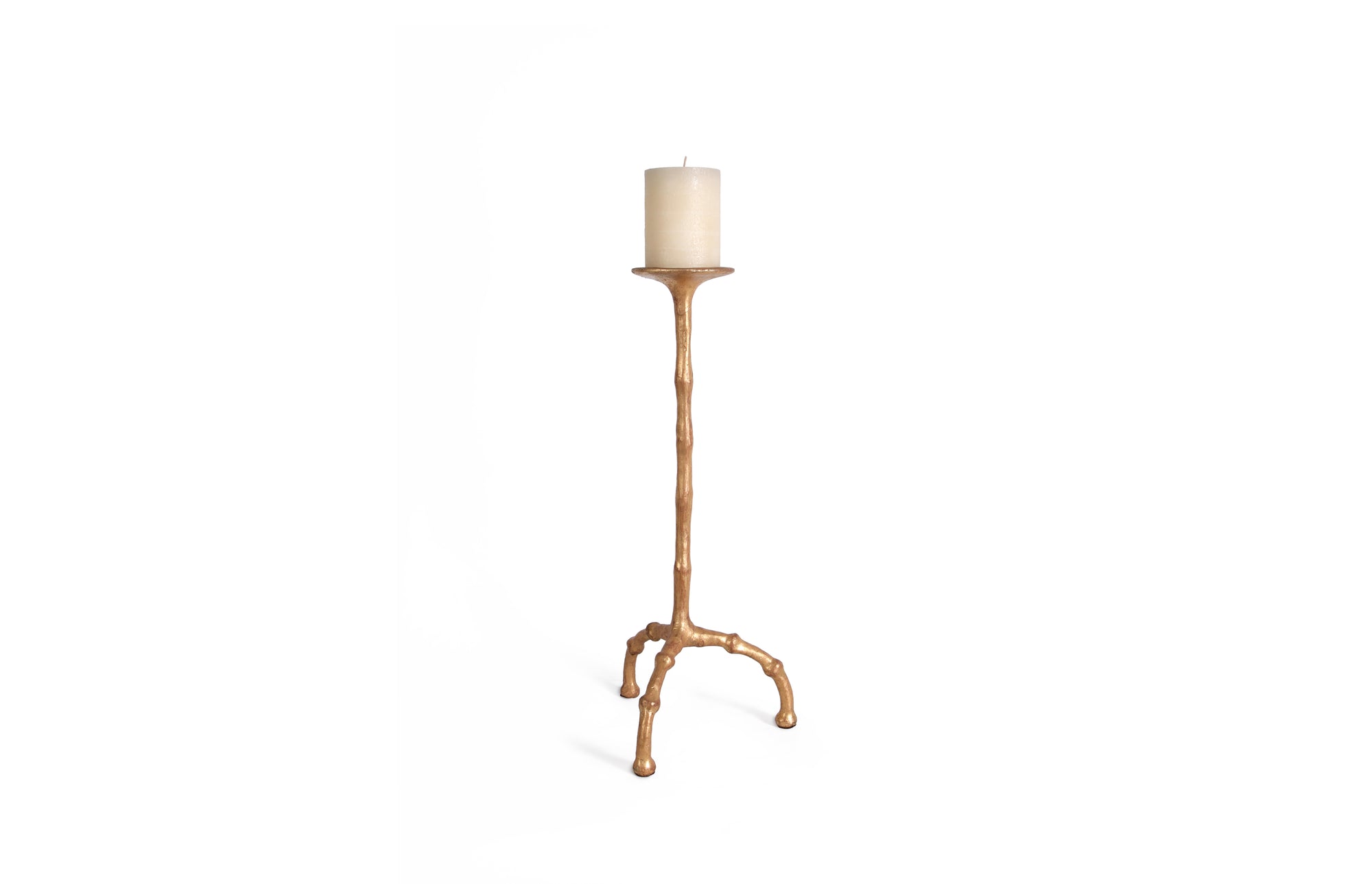 Bamboo Candlestick (L / Gold)