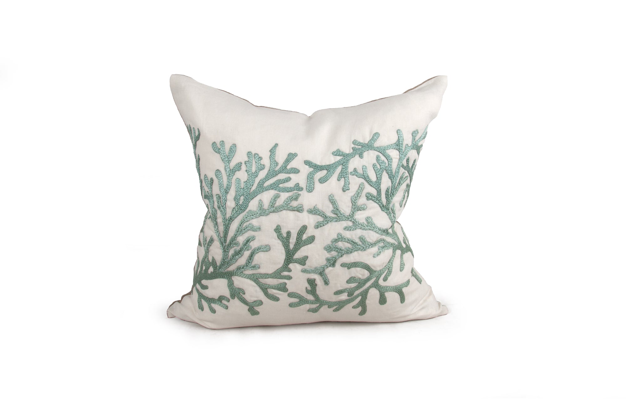Coral Pillow - Ivory & Ocean Blue