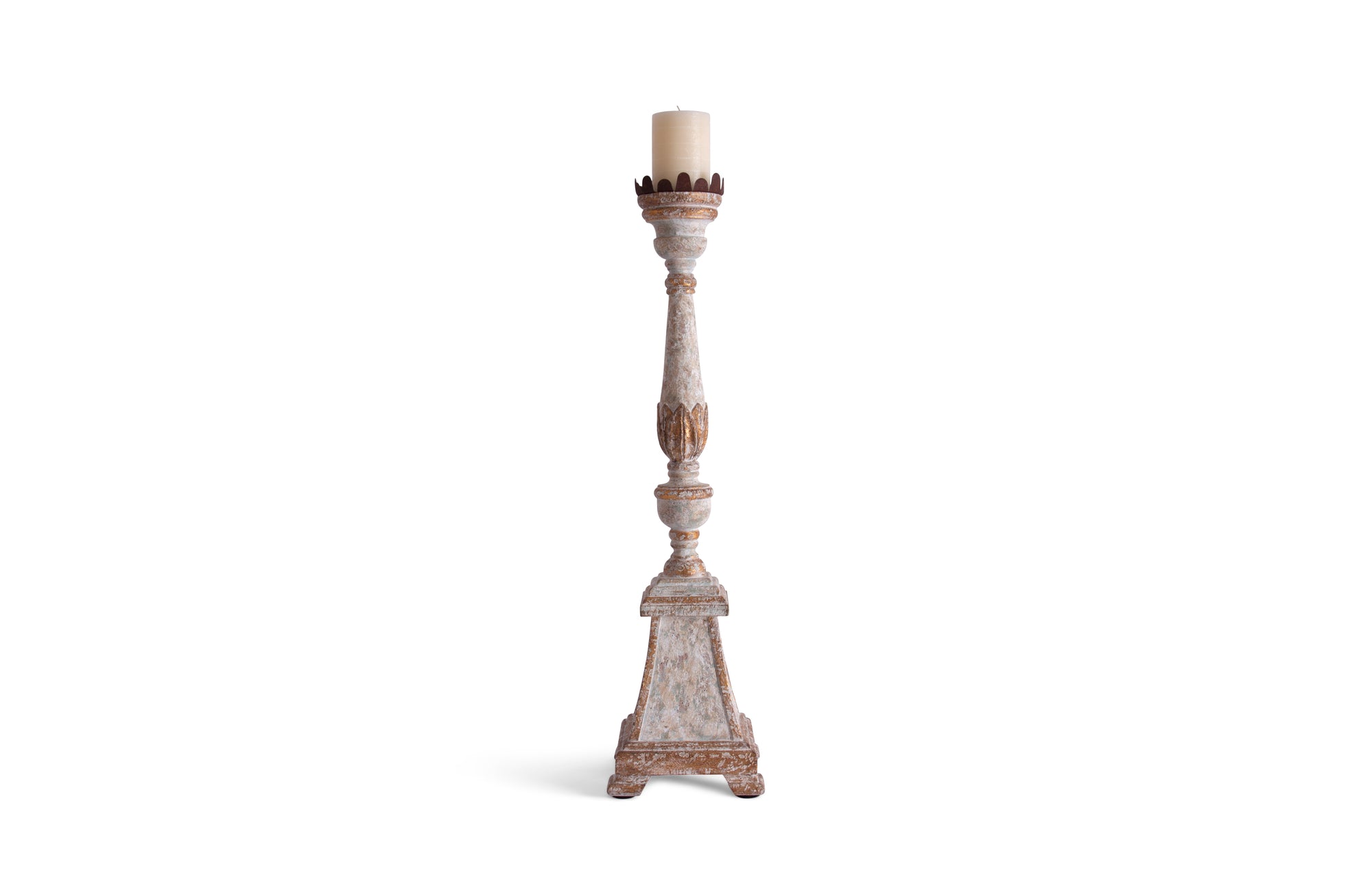 French Altar Candlestick (Antiqued White)